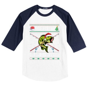 Merry Fishmas Bass Fish Fishing Christmas Ugly Sweater Xmas Sweat Baseball Sleeve Shirt