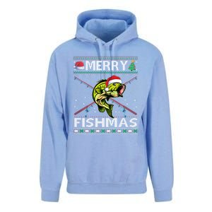 Merry Fishmas Bass Fish Fishing Christmas Ugly Sweater Xmas Sweat Unisex Surf Hoodie