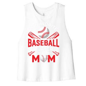 My Favorite Baseball Player Calls Me Mom Tees Mothers Day Cute Gift Women's Racerback Cropped Tank