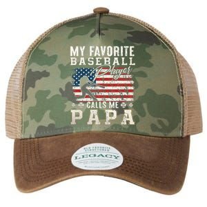 My Favorite Baseball Player Calls Me Papa American Flag Legacy Tie Dye Trucker Hat