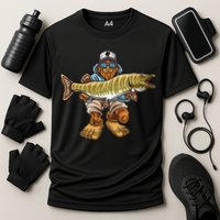 Muskie Fishing Bigfoot Musky Hunting Fishermen Cooling Performance Crew T-Shirt