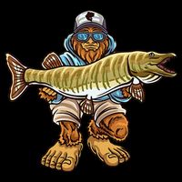 Muskie Fishing Bigfoot Musky Hunting Fishermen Cooling Performance Crew T-Shirt