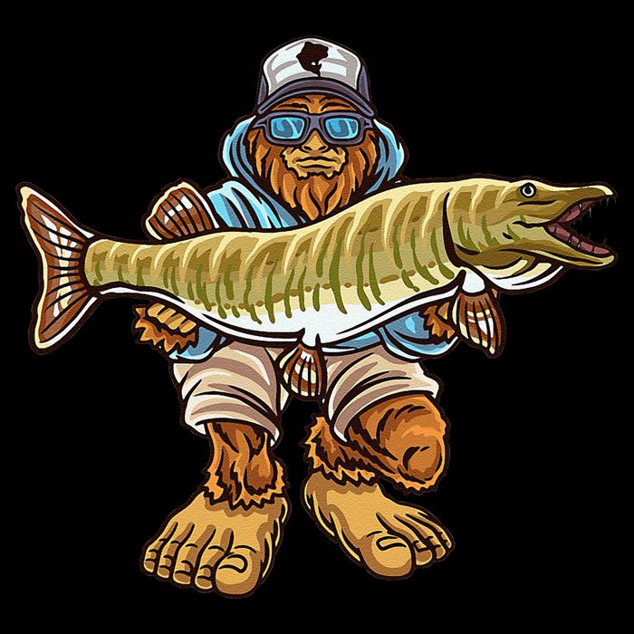 Muskie Fishing Bigfoot Musky Hunting Fishermen Cooling Performance Crew T-Shirt