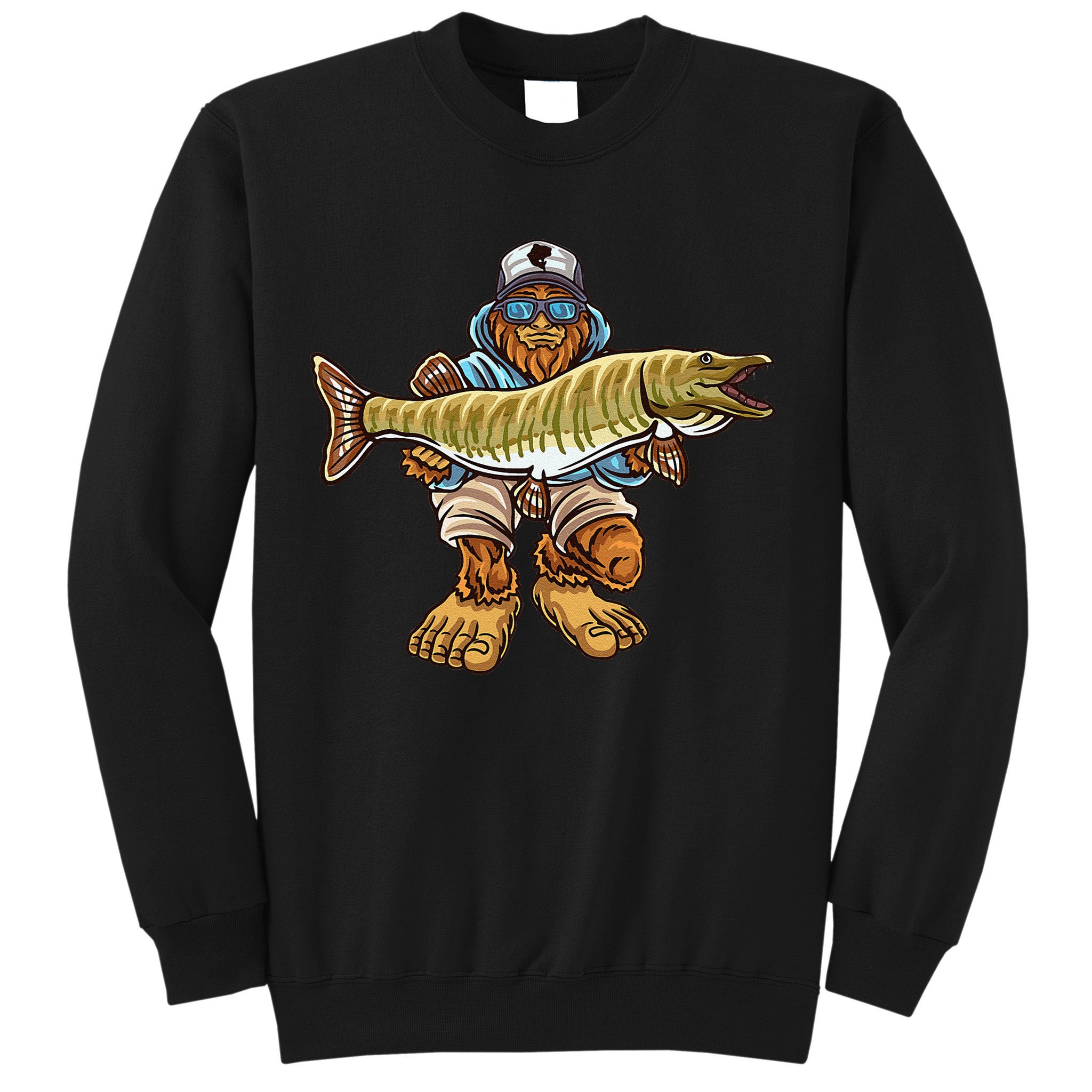 Muskie Fishing Bigfoot Musky Hunting Fishermen Sweatshirt