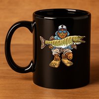 Muskie Fishing Bigfoot Musky Hunting Fishermen 11oz C Handle Ceramic Mug
