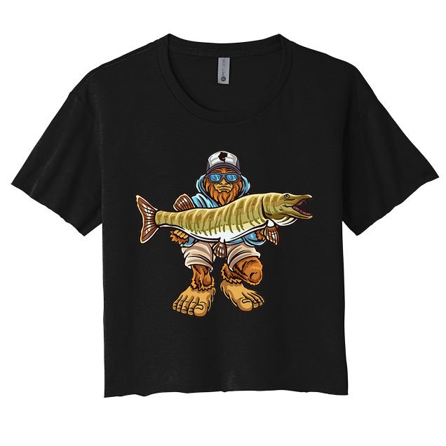 Muskie Fishing Bigfoot Musky Hunting Fishermen Crop Top