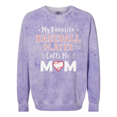 My Favorite Baseball Player Calls Me Mom Mom Baseball Colorblast Crewneck Sweatshirt