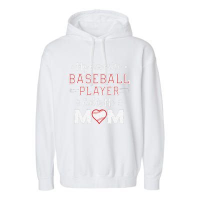 My Favorite Baseball Player Calls Me Mom Mom Baseball Garment-Dyed Fleece Hoodie