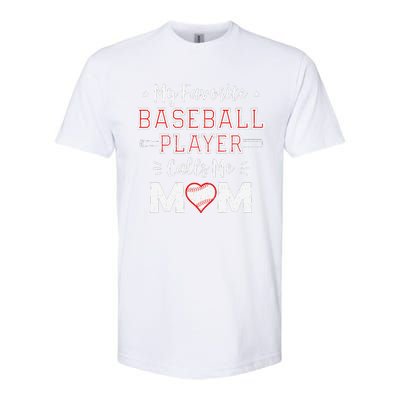 My Favorite Baseball Player Calls Me Mom Mom Baseball Softstyle CVC T-Shirt