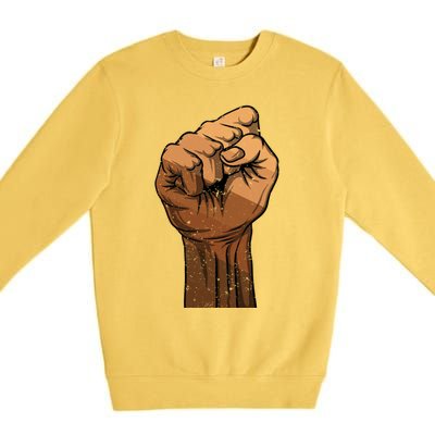 Melanin Fist Black History African American Juneteenth Meaningful Gift Premium Crewneck Sweatshirt