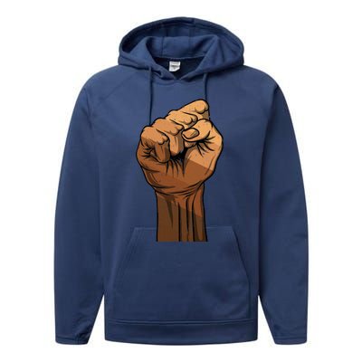 Melanin Fist Black History African American Juneteenth Meaningful Gift Performance Fleece Hoodie