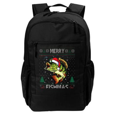 Merry Fishmas Bass Fish Fishing Christmas Ugly Sweater Xmas  Daily Commute Backpack