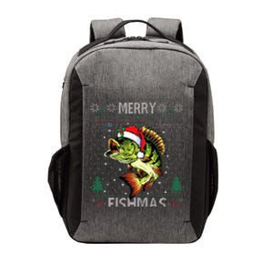 Merry Fishmas Bass Fish Fishing Christmas Ugly Sweater Xmas  Vector Backpack