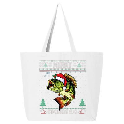 Merry Fishmas Bass Fish Fishing Christmas Ugly Sweater Xmas  25L Jumbo Tote