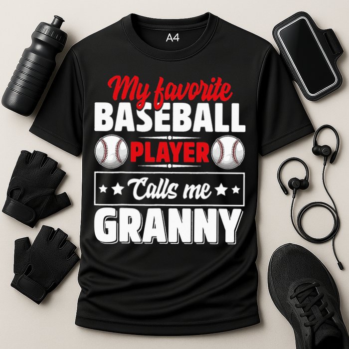 My Favorite Baseball Player Calls Me Granny Mother's Day Cooling Performance Crew T-Shirt