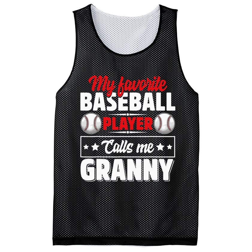 My Favorite Baseball Player Calls Me Granny Mother's Day Mesh Reversible Basketball Jersey Tank