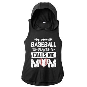 My Favorite Baseball Player Calls Me Mom Mothers Day Ladies PosiCharge Tri-Blend Wicking Draft Hoodie Tank