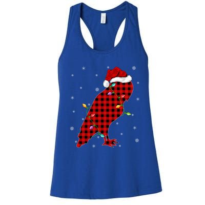 Matching Family Buffalo Plaid Barn Owl Bird Christmas Pajama Meaningful Gift Women's Racerback Tank