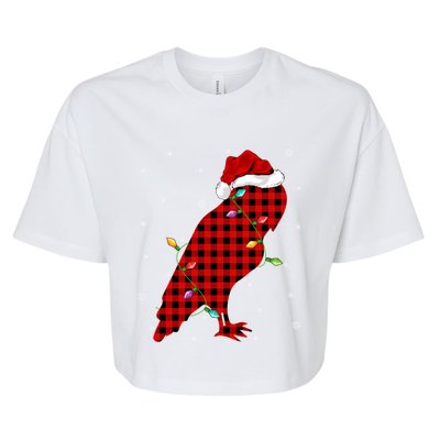 Matching Family Buffalo Plaid Barn Owl Bird Christmas Pajama Meaningful Gift Bella+Canvas Jersey Crop Tee