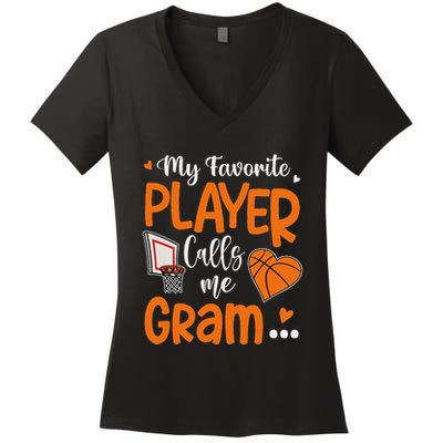 My Favorite Basketball Player Calls Me Gram Women's V-Neck T-Shirt