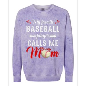 My Favorite Baseball Player Calls Me Mom Funny MotherS Day Colorblast Crewneck Sweatshirt