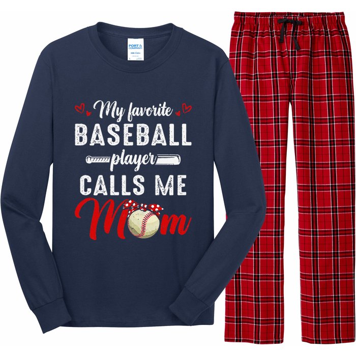 My Favorite Baseball Player Calls Me Mom Funny MotherS Day Long Sleeve Pajama Set