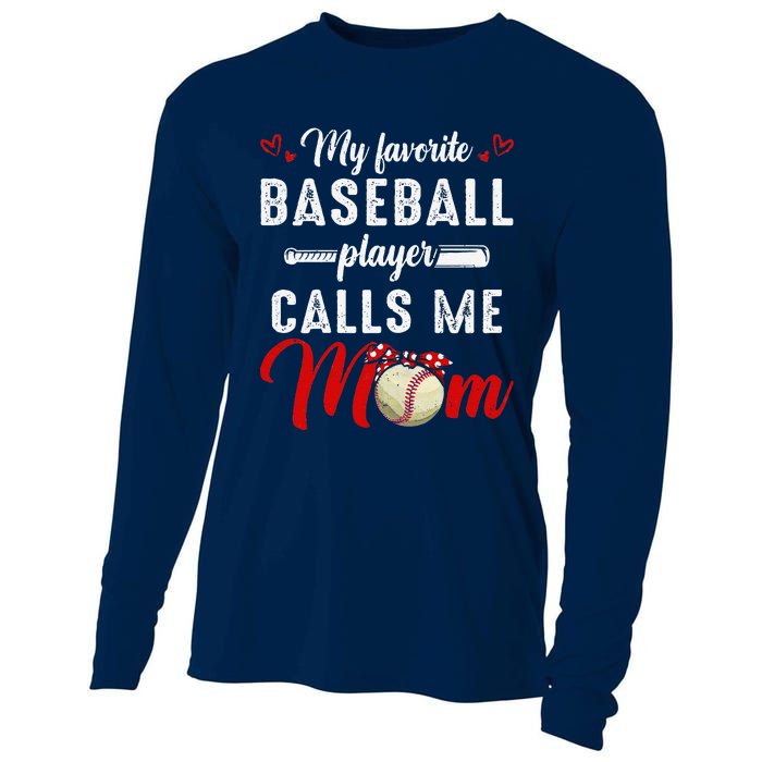 My Favorite Baseball Player Calls Me Mom Funny MotherS Day Cooling Performance Long Sleeve Crew