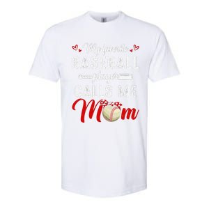 My Favorite Baseball Player Calls Me Mom Funny MotherS Day Softstyle CVC T-Shirt