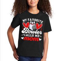 My Favorite Bowler Calls Me Mom Of A Bowler Mama Bowling Mom Kids T-Shirt