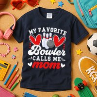 My Favorite Bowler Calls Me Mom Of A Bowler Mama Bowling Mom Kids T-Shirt