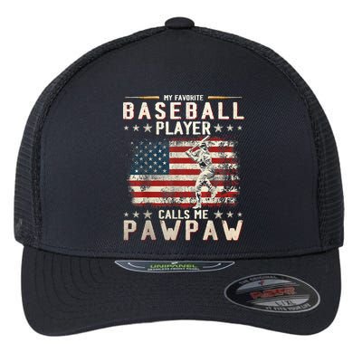 My Favorite Baseball Player Calls Me Pawpaw Flag Father Day Flexfit Unipanel Trucker Cap
