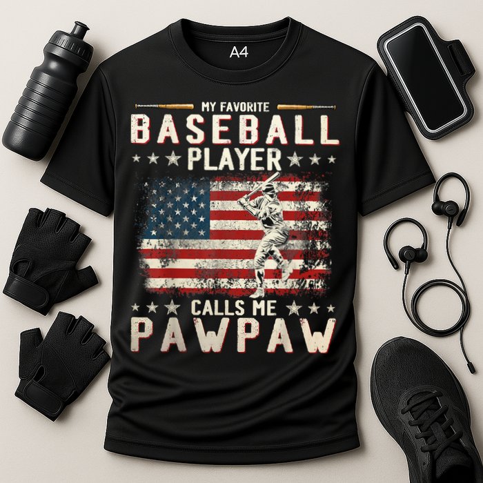 My Favorite Baseball Player Calls Me Pawpaw Flag Father Day Performance Shirt