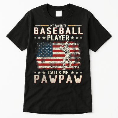 My Favorite Baseball Player Calls Me Pawpaw Flag Father Day Tall T-Shirt