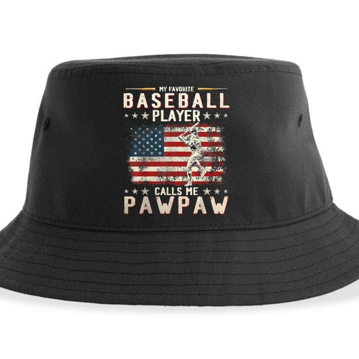 My Favorite Baseball Player Calls Me Pawpaw Flag Father Day Sustainable Bucket Hat
