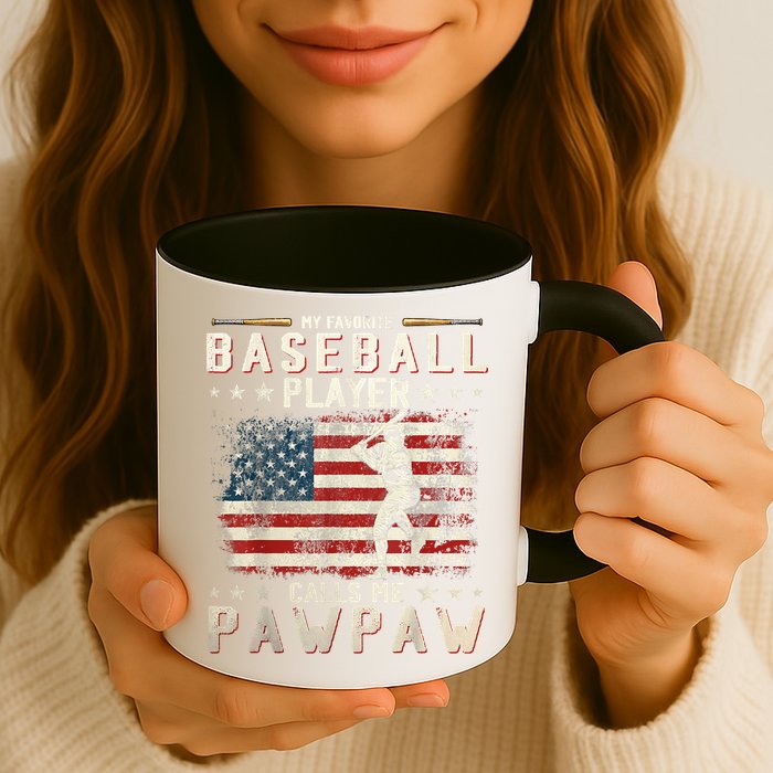 My Favorite Baseball Player Calls Me Pawpaw Flag Father Day Mug