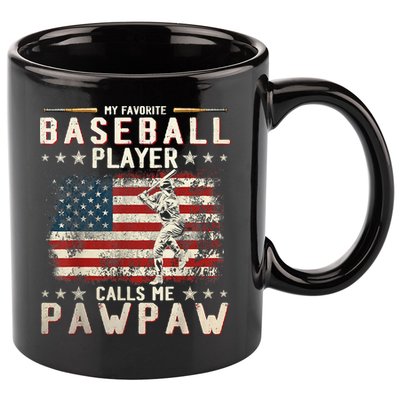 My Favorite Baseball Player Calls Me Pawpaw Flag Father Day 11oz C Handle Ceramic Mug