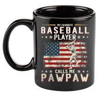My Favorite Baseball Player Calls Me Pawpaw Flag Father Day 11oz C Handle Ceramic Mug