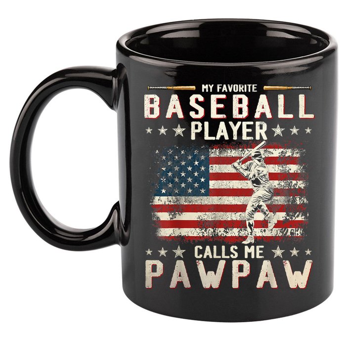 My Favorite Baseball Player Calls Me Pawpaw Flag Father Day 11oz C Handle Ceramic Mug
