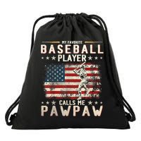 My Favorite Baseball Player Calls Me Pawpaw Flag Father Day Drawstring Bag