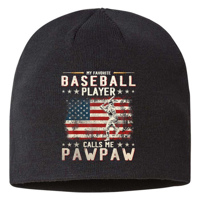 My Favorite Baseball Player Calls Me Pawpaw Flag Father Day Sustainable Beanie