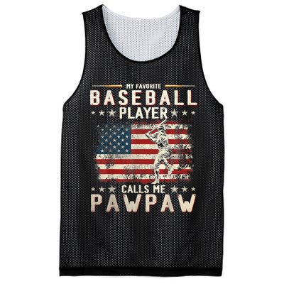 My Favorite Baseball Player Calls Me Pawpaw Flag Father Day Mesh Reversible Basketball Jersey Tank