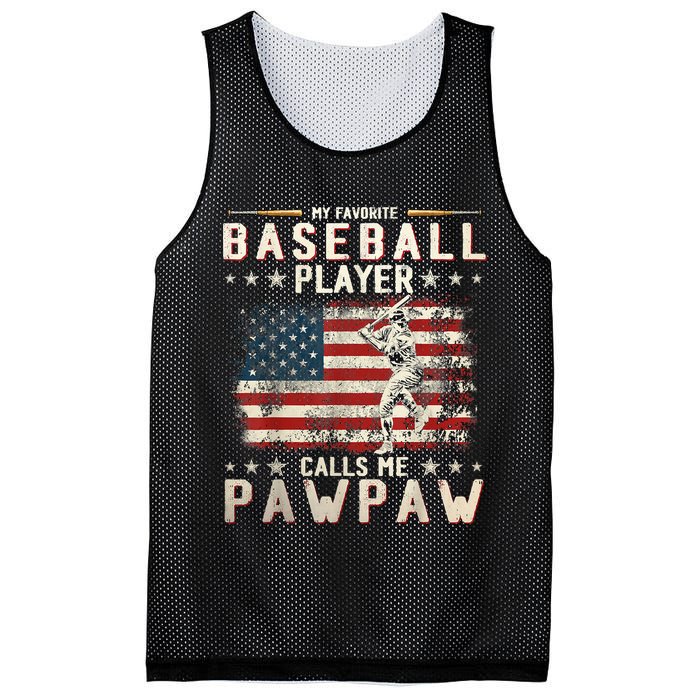 My Favorite Baseball Player Calls Me Pawpaw Flag Father Day Mesh Reversible Basketball Jersey Tank