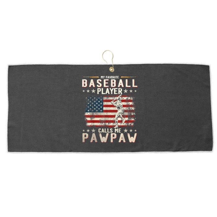 My Favorite Baseball Player Calls Me Pawpaw Flag Father Day Large Microfiber Waffle Golf Towel