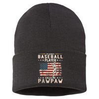 My Favorite Baseball Player Calls Me Pawpaw Flag Father Day Sustainable Knit Beanie