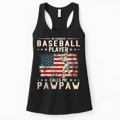 My Favorite Baseball Player Calls Me Pawpaw Flag Father Day Womens Tank Top