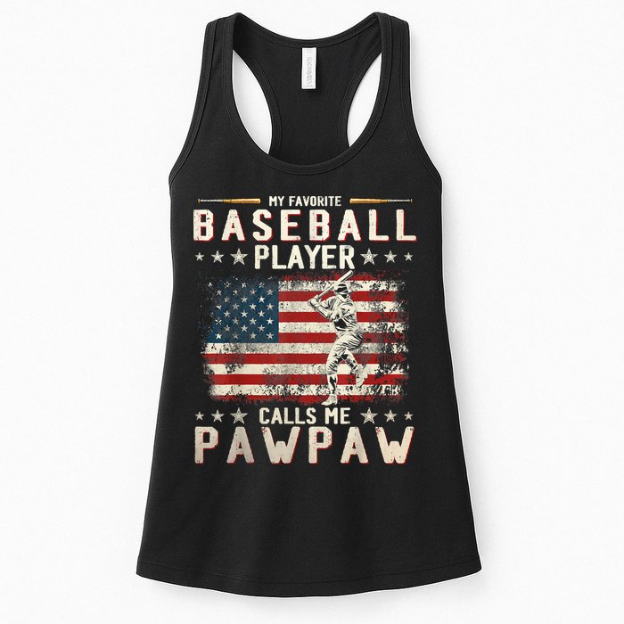 My Favorite Baseball Player Calls Me Pawpaw Flag Father Day Womens Tank Top