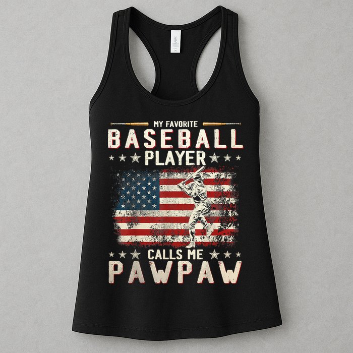 My Favorite Baseball Player Calls Me Pawpaw Flag Father Day Womens Tank Top
