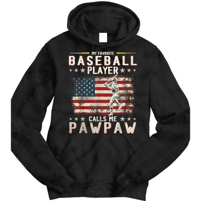 My Favorite Baseball Player Calls Me Pawpaw Flag Father Day Tie Dye Hoodie