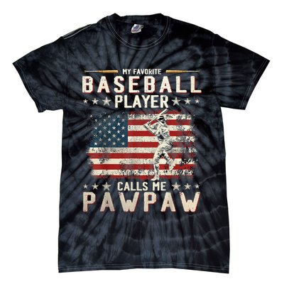 My Favorite Baseball Player Calls Me Pawpaw Flag Father Day Tie-Dye T-Shirt