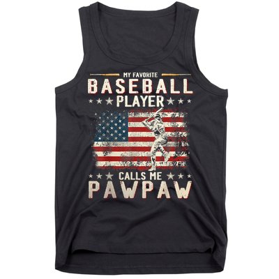 My Favorite Baseball Player Calls Me Pawpaw Flag Father Day Tank Top
